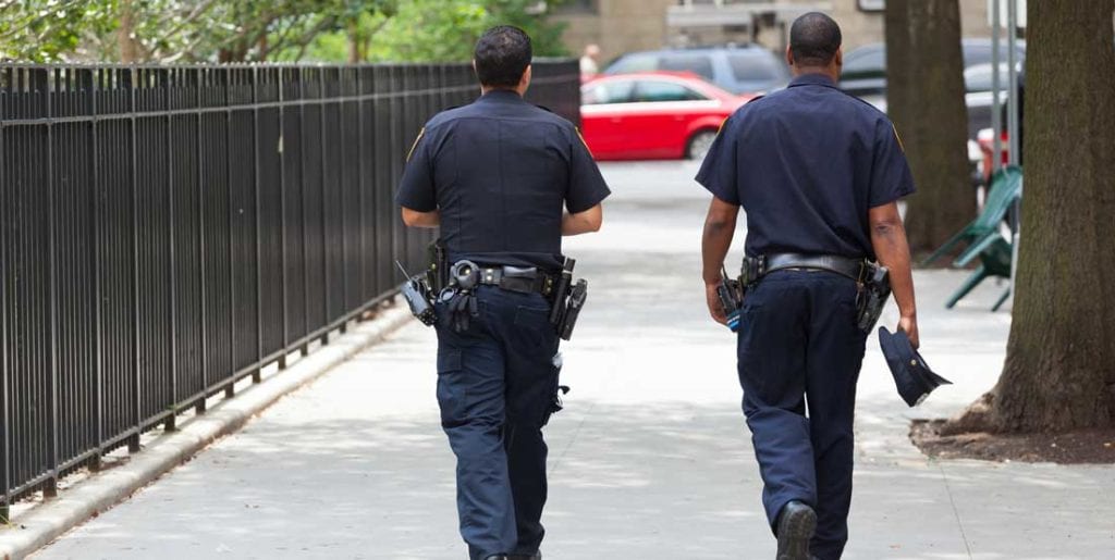 2 police officers on foot patrol