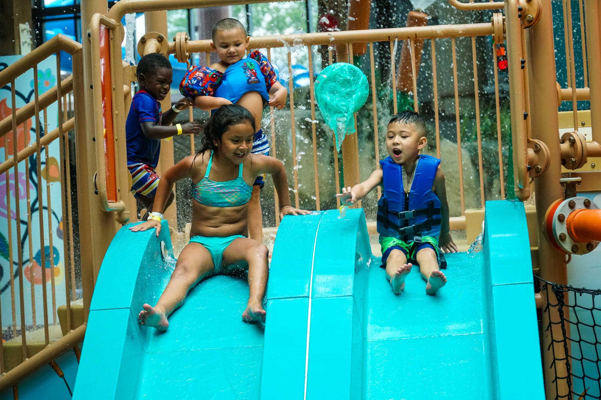 Soaring Eagle kids going down slide