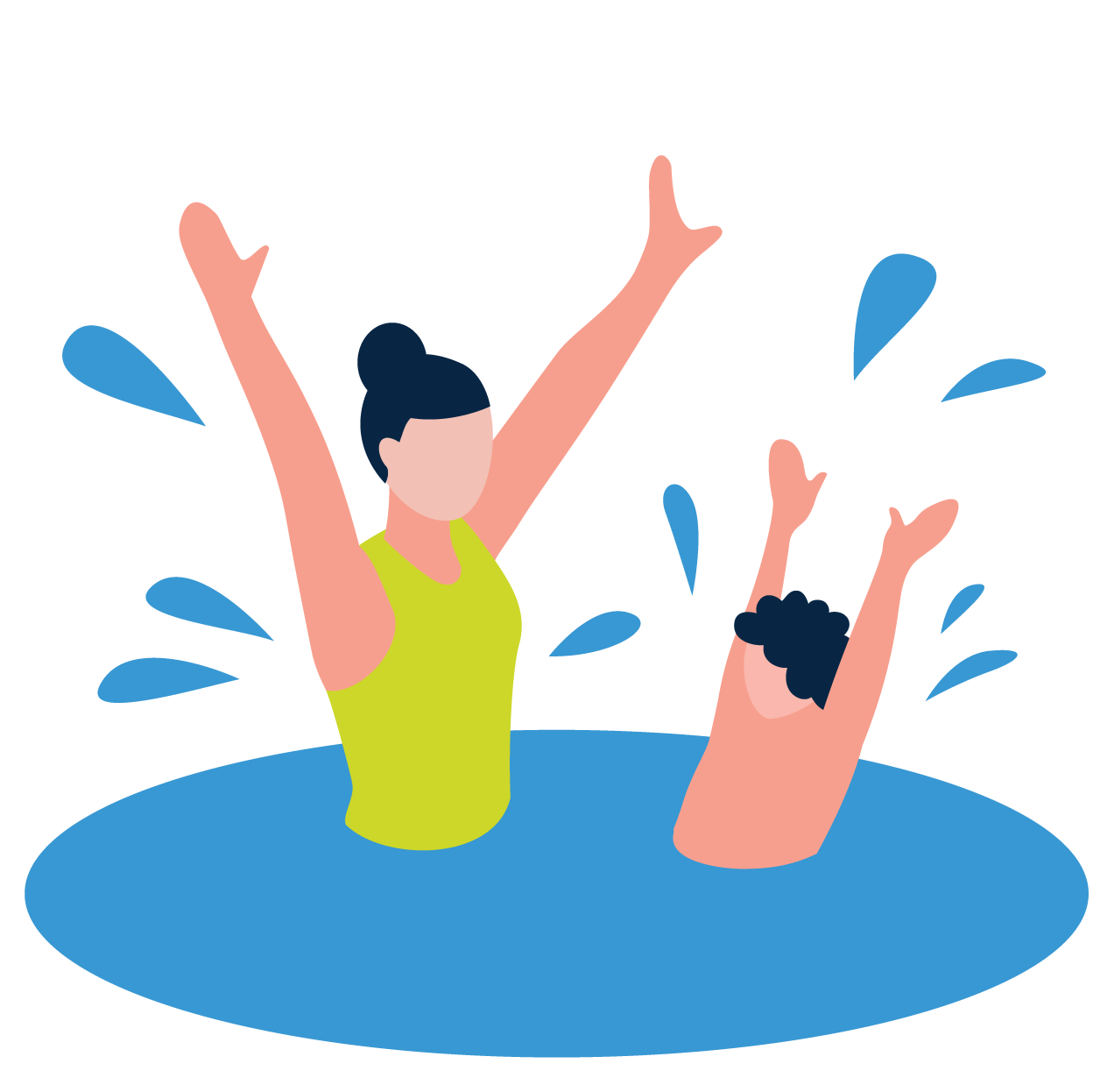 Woman & young boy swimming - vector