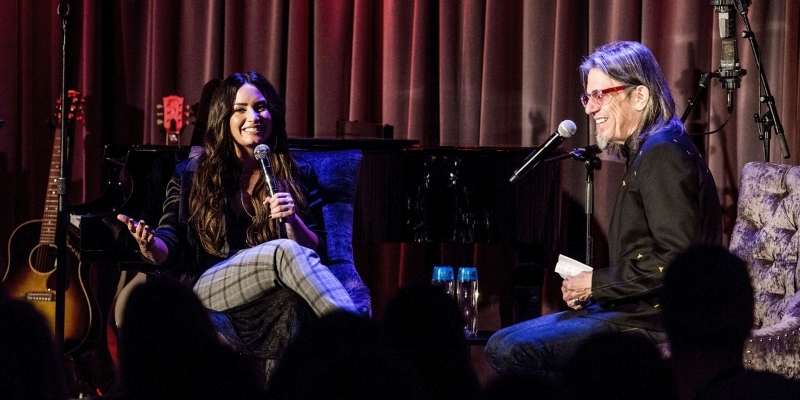 Celebrities having interview at the Grammy Museum