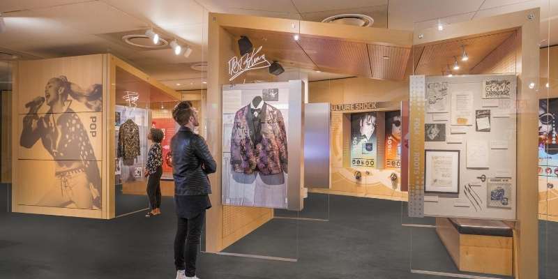 Man looking at the display in Grammy Museum